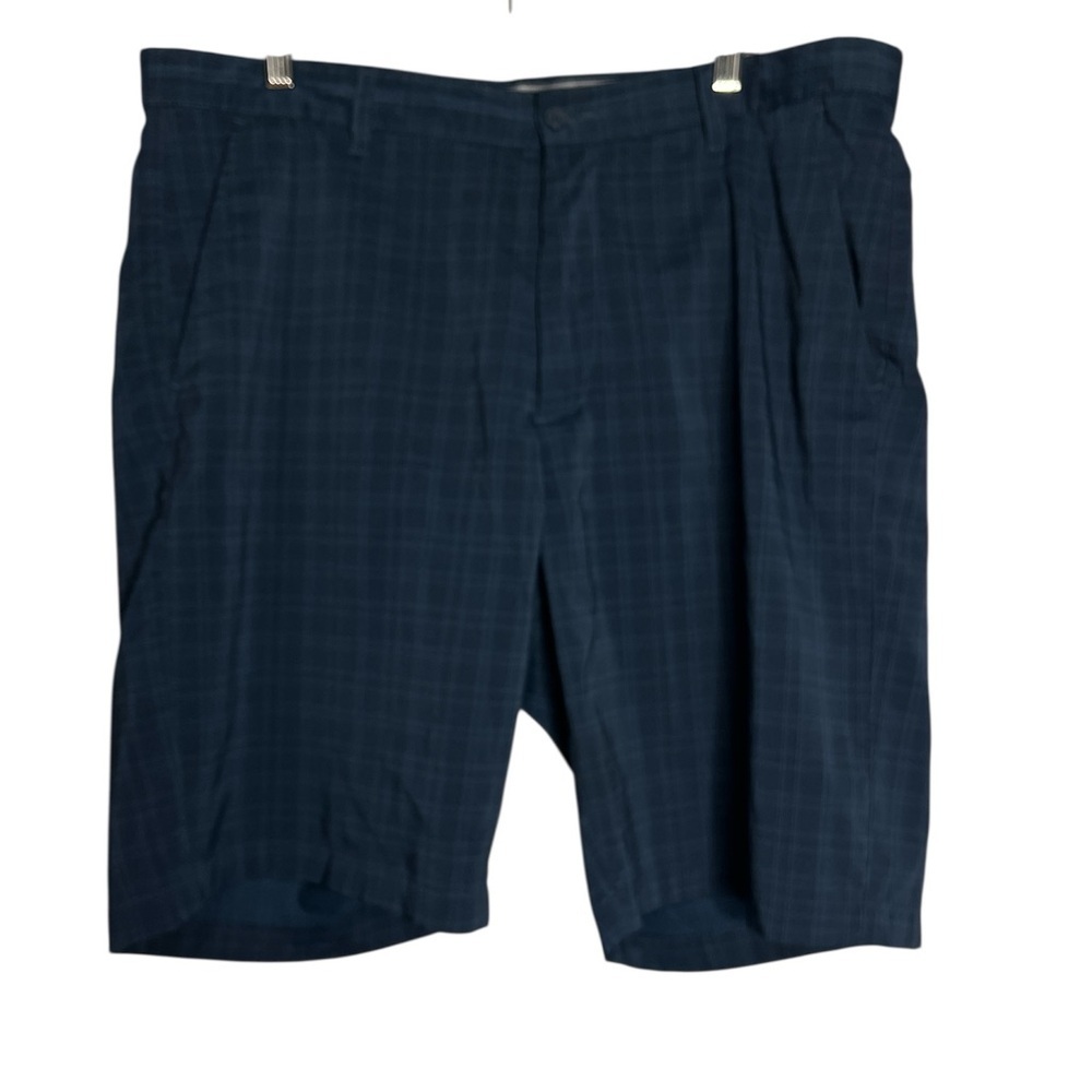 Sunice Navy Plaid Performance Flat Front Golf Shorts, size 38